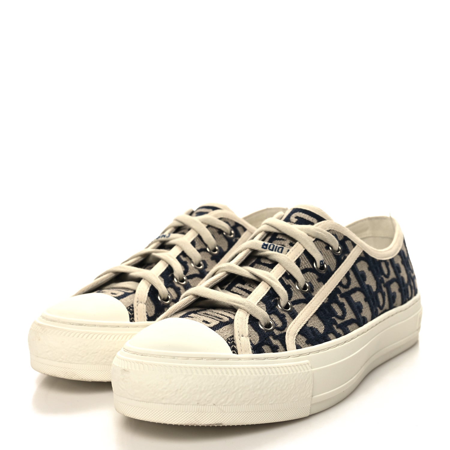 Christian Dior Canvas Oblique Walk'N'Dior Low Top Sneakers 37.5 Deep Blue 3 of 10