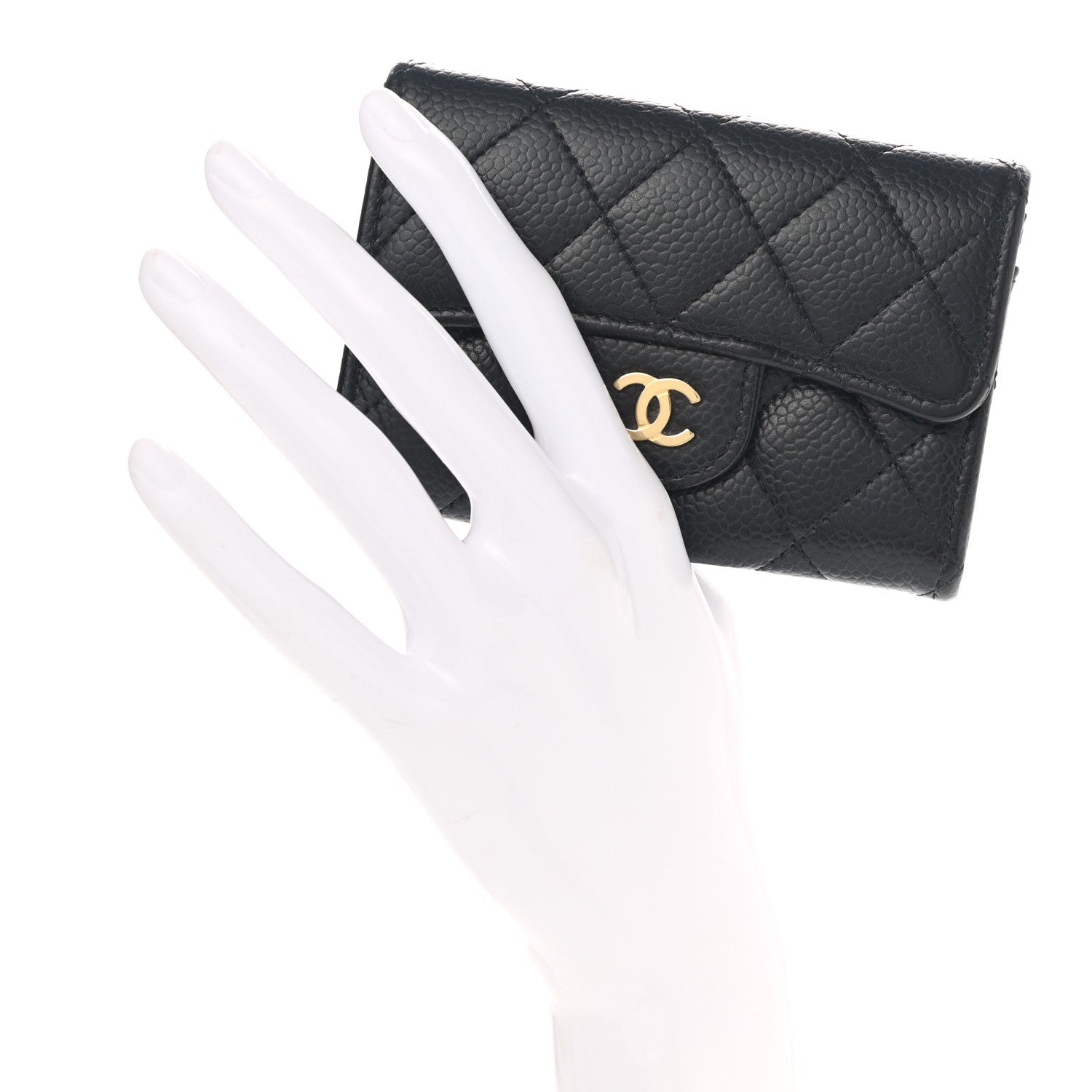 Chanel Caviar Quilted Flap Card Holder Wallet Black 2 of 9