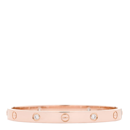 Cartier 18K Pink Gold 4 Diamond LOVE Bracelet 18 2 of 7