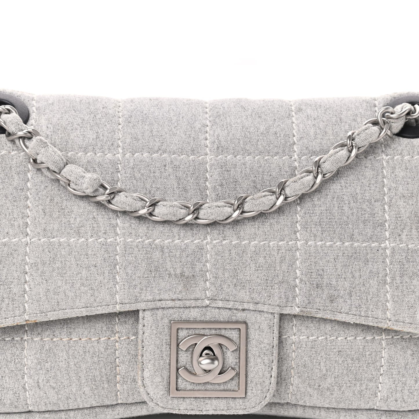 Jersey Quilted Rectangular Flap Light Grey