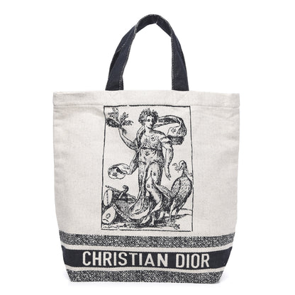 Christian Dior Canvas Print Cruise Tote Ivory Black 1 of 9