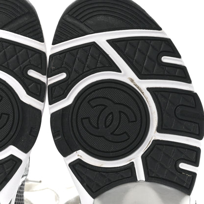 Chanel Fabric Suede Calfskin Stretch CC Sneakers 39 Black Grey 6 of 8
