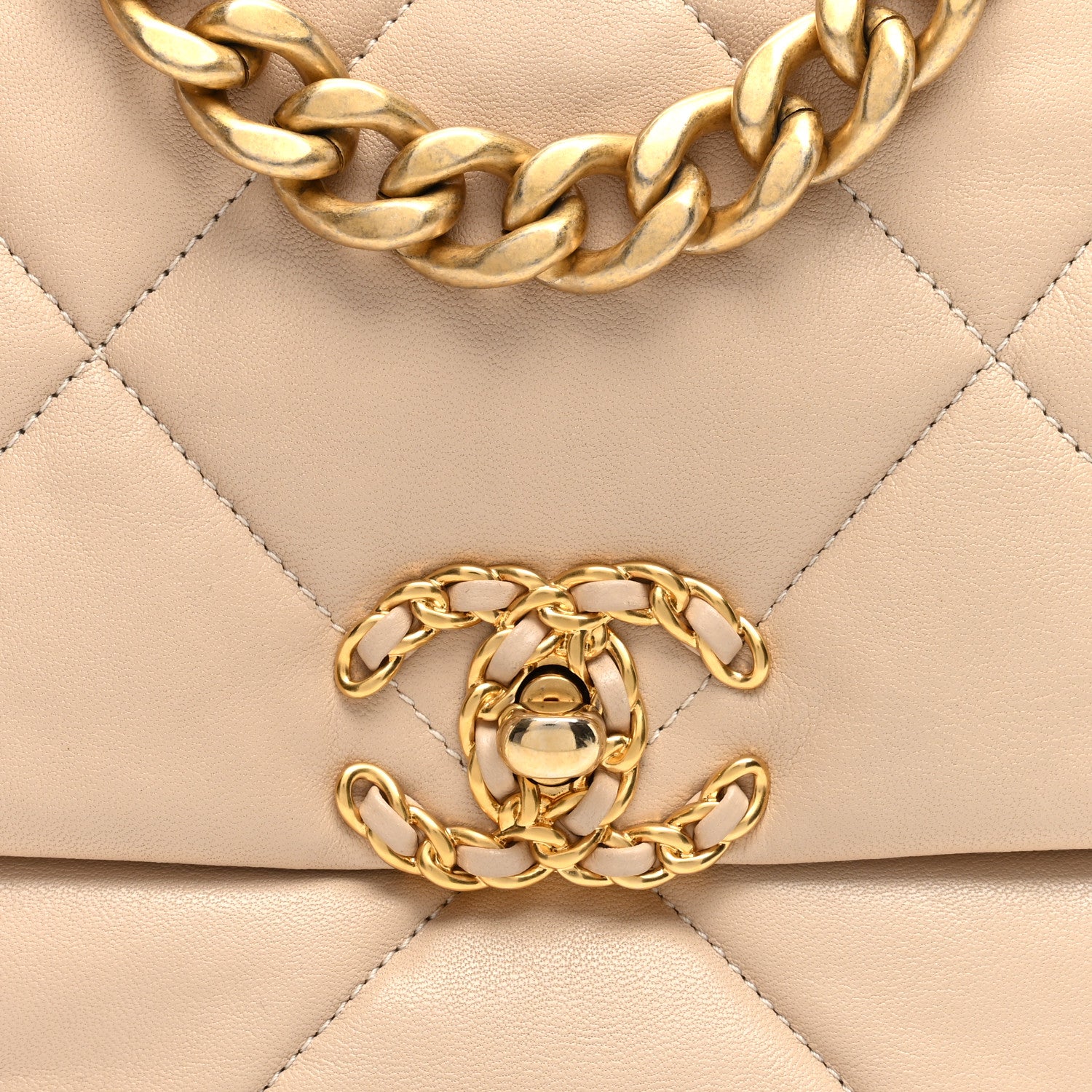 Chanel Goatskin Quilted Medium Chanel 19 Flap Beige 8 of 10