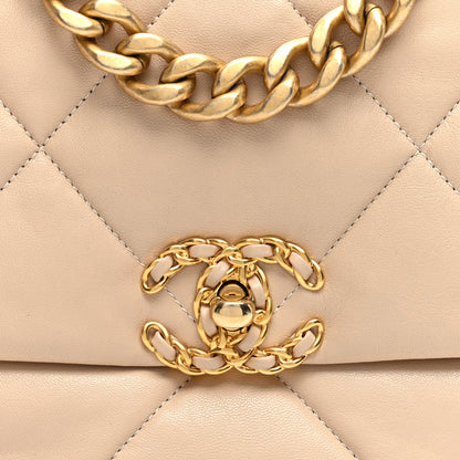 Chanel Goatskin Quilted Medium Chanel 19 Flap Beige 8 of 10