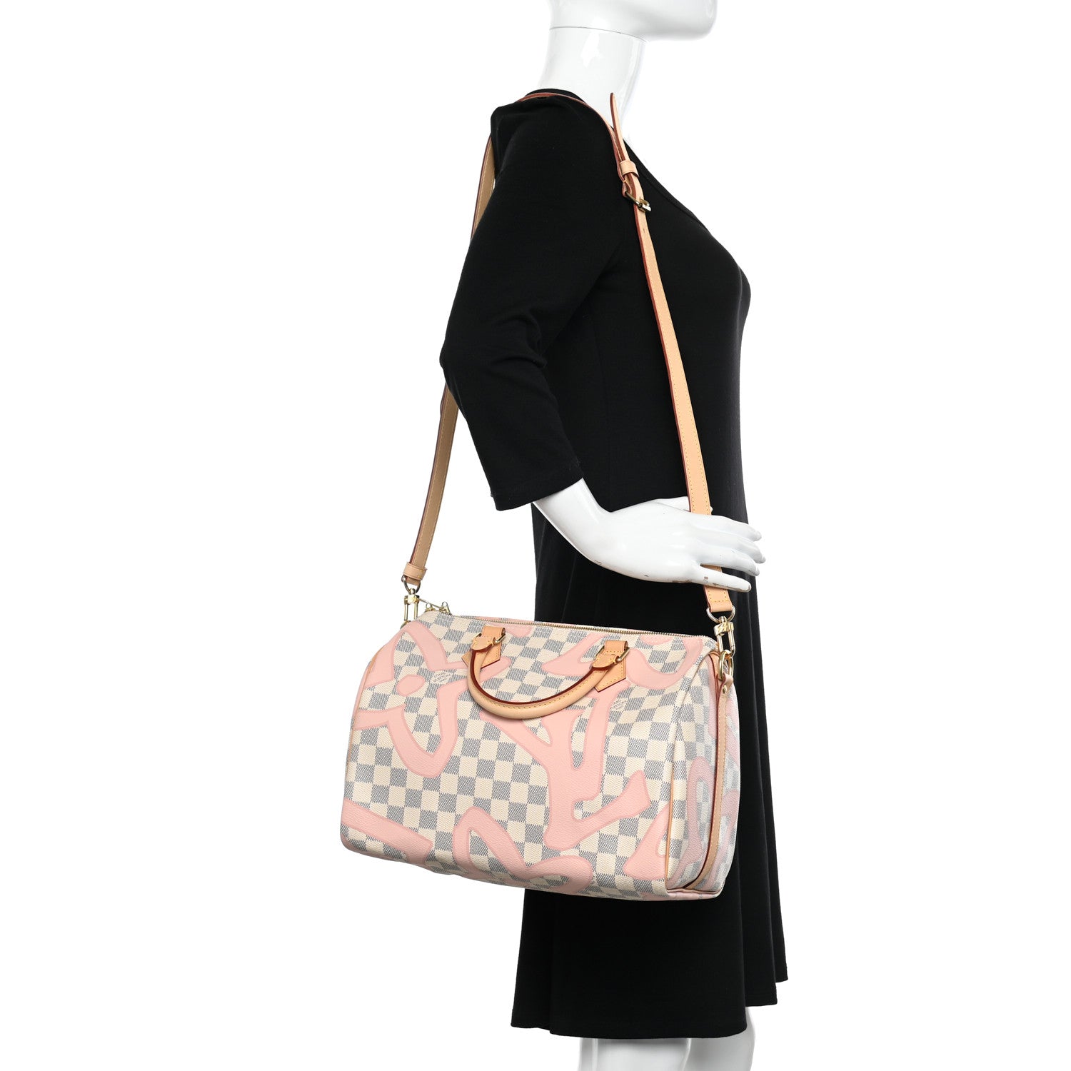 Louis Vuitton Damier Azur Tahitienne Speedy Bandouliere 30 Rose Ballerine 2 of 10