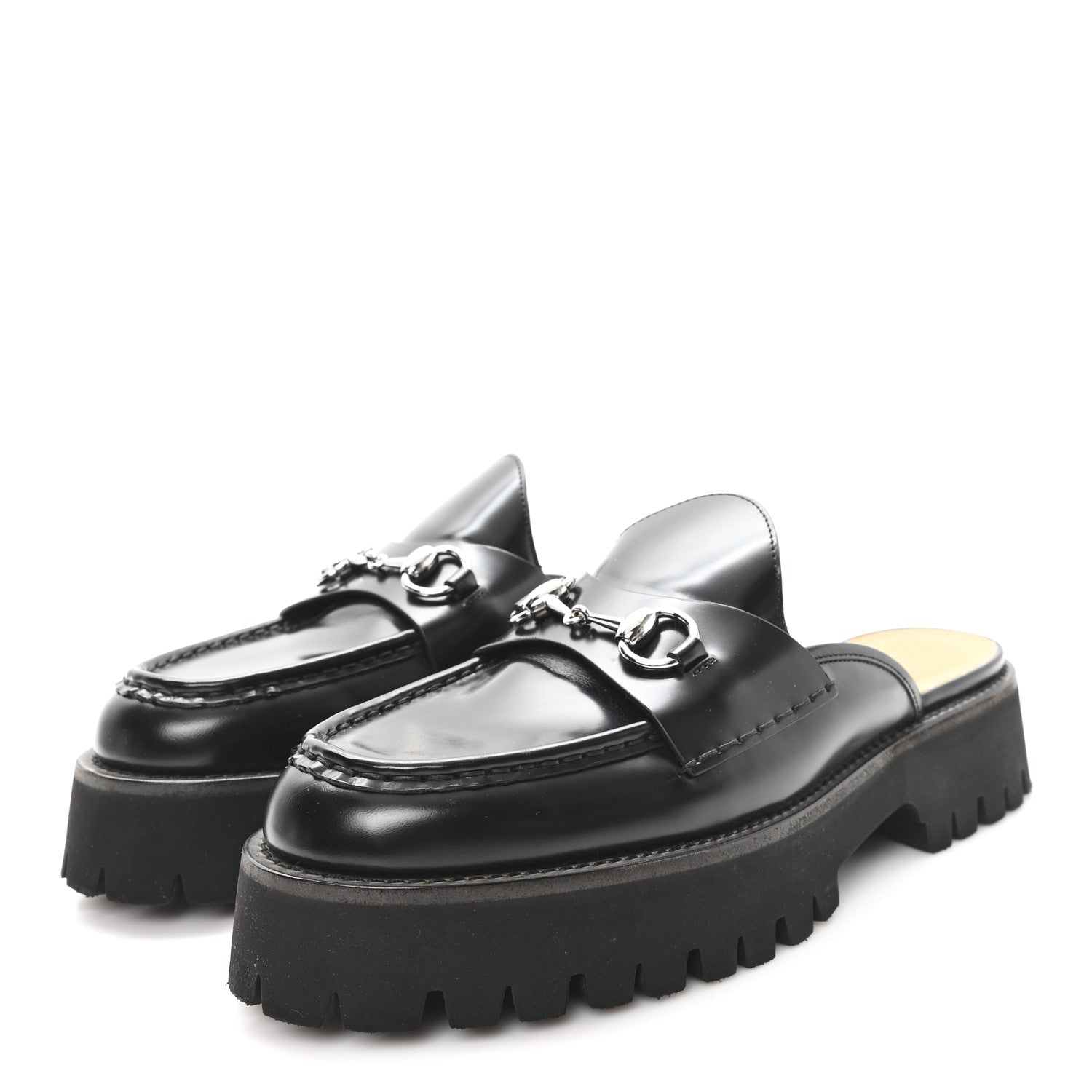 Gucci Magnum Calfskin Womens Horsebit Platform Mules 41 Black 4 of 9