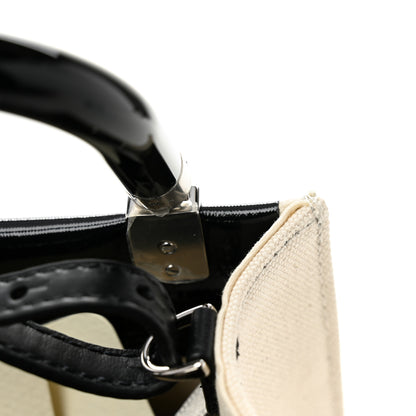 Fendi Canvas Spalmato Vernice Logo Embossed Mini Fendi Sunshine Shopper Tote Grezzo Black 11 of 11