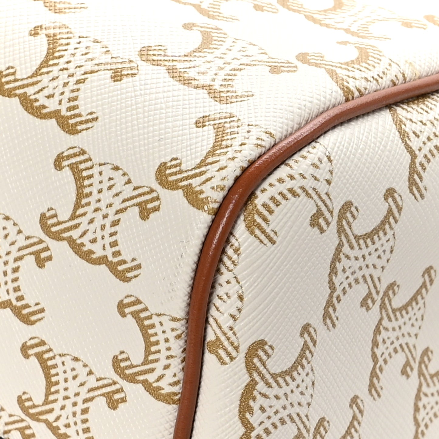 Triomphe Canvas Calfskin Boston Bag White