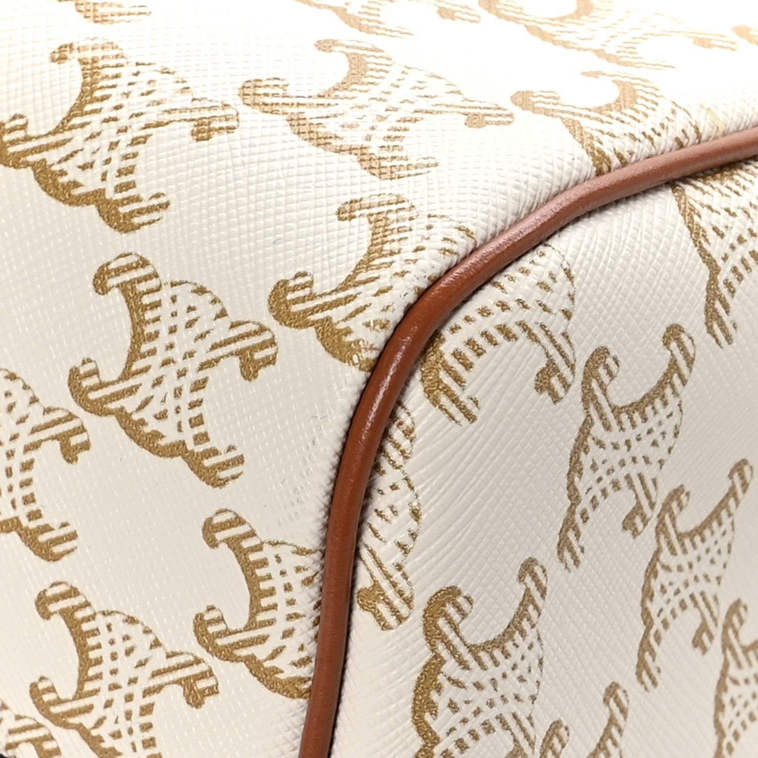Celine Triomphe Canvas Calfskin Boston Bag White 8 of 10