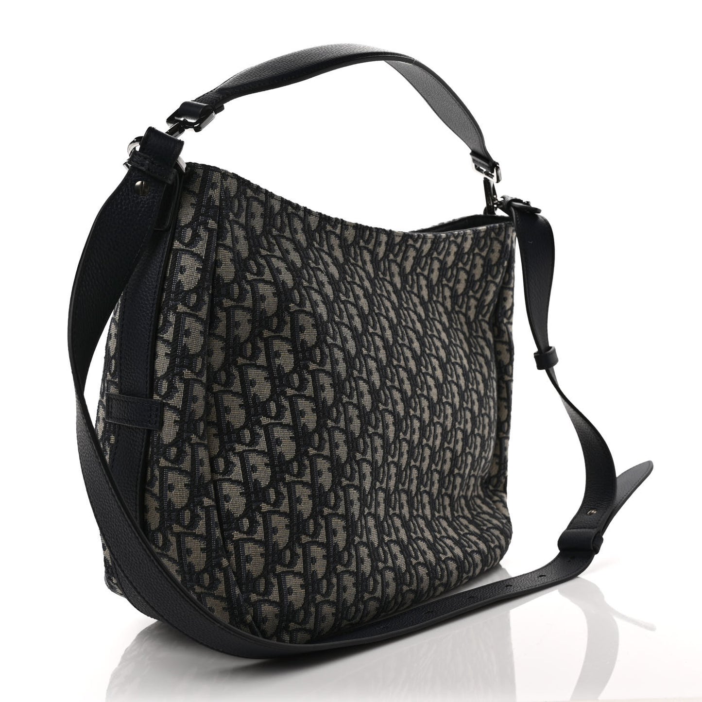 Oblique Soft Saddle Bag Beige Black
