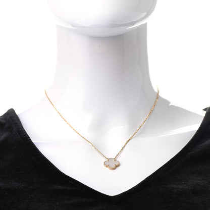 Van Cleef & Arpels 18K Yellow Gold Mother of Pearl Vintage Alhambra Pendant Necklace 2 of 6