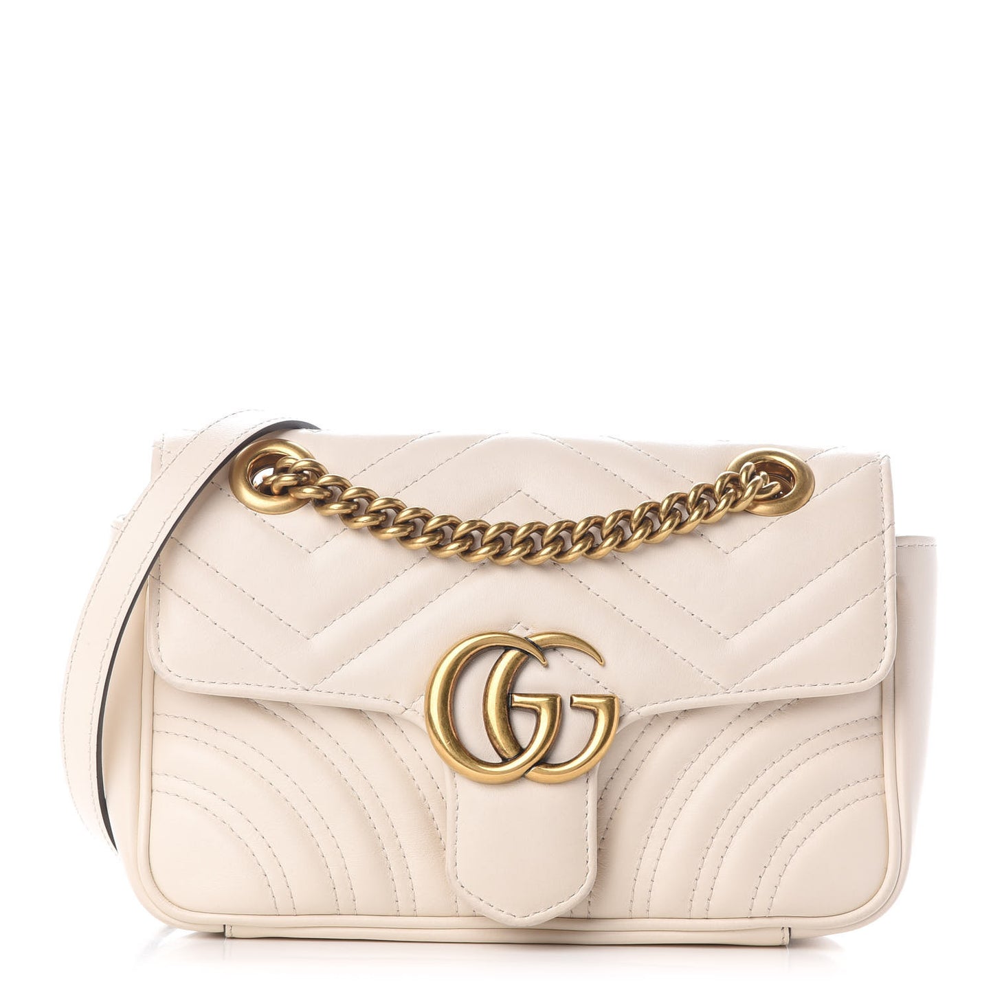 Calfskin Matelasse Mini GG Marmont Shoulder Bag White