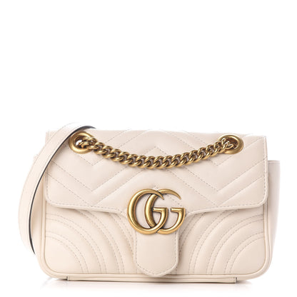 Gucci Calfskin Matelasse Mini GG Marmont Shoulder Bag White 1 of 9