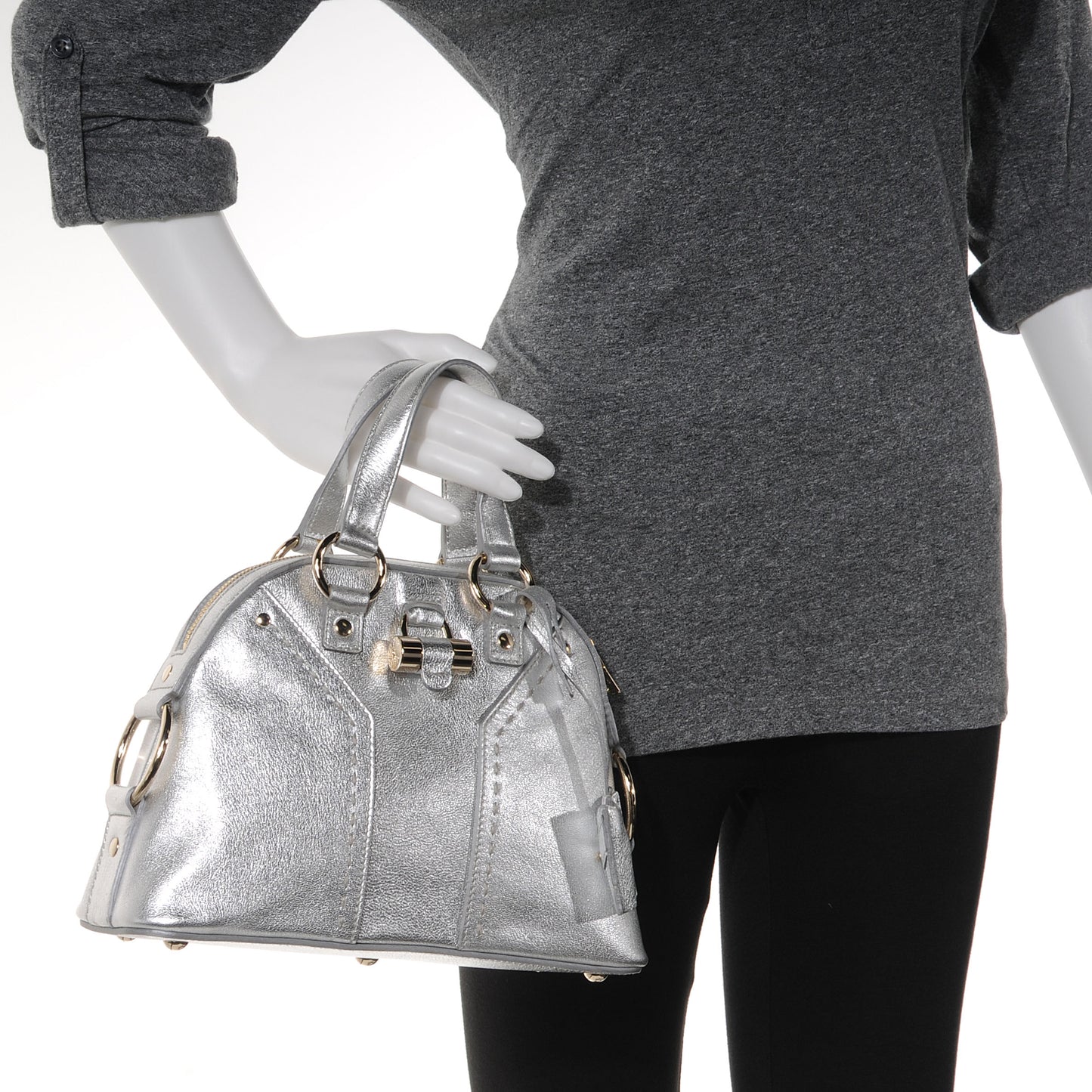 Leather Small Muse Metallic Silver