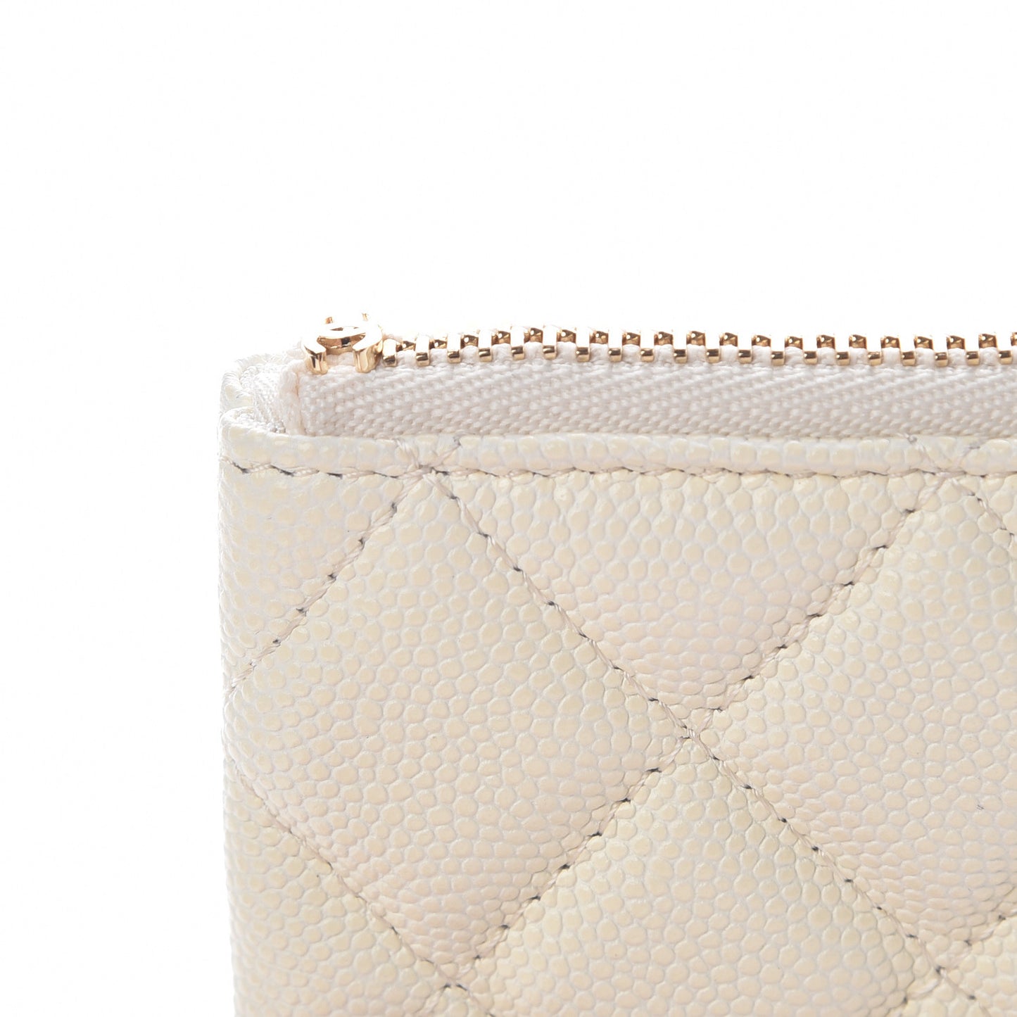 Caviar Quilted Small Cosmetic Case White
