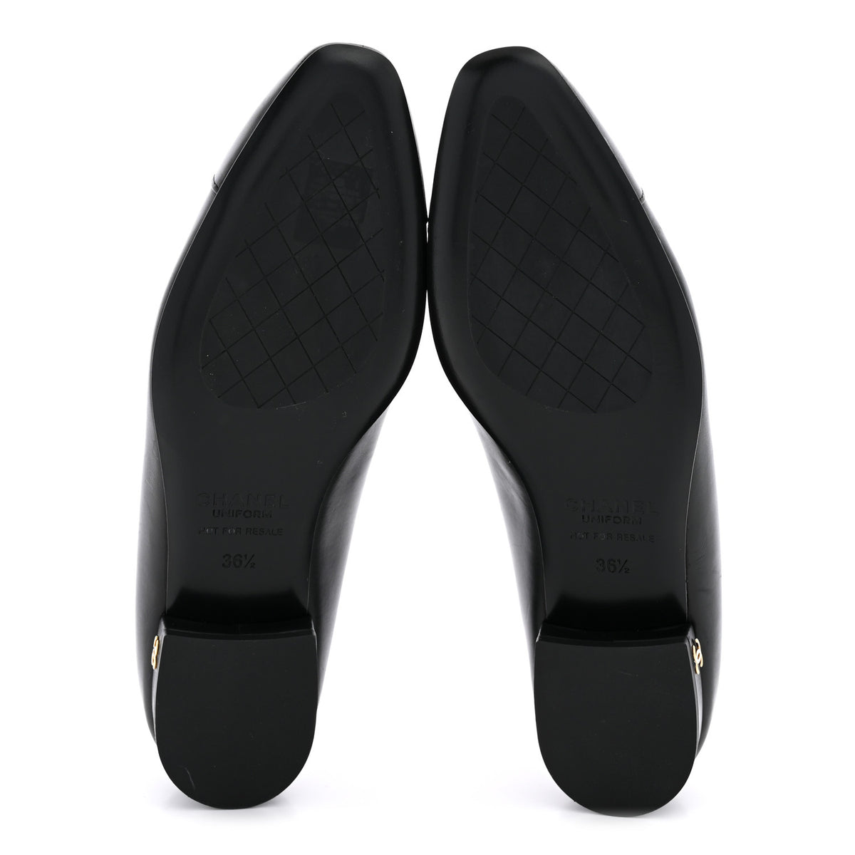 Chanel Lambskin Cap Toe CC Uniform Ballerina Flats 36.5 Black 6 of 11