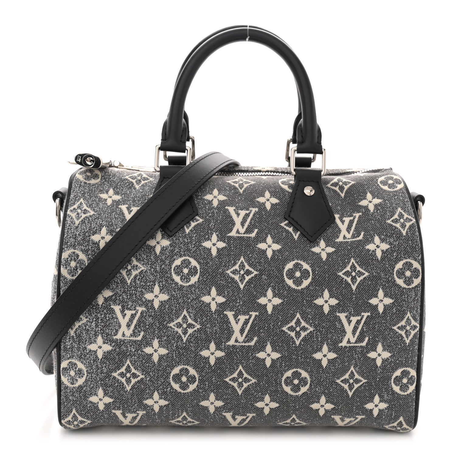 Louis Vuitton Denim Monogram Jacquard Speedy Bandouliere 25 Black 1 of 9