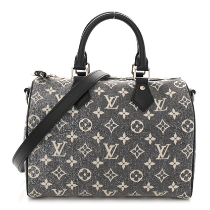 Louis Vuitton Denim Monogram Jacquard Speedy Bandouliere 25 Black 1 of 9