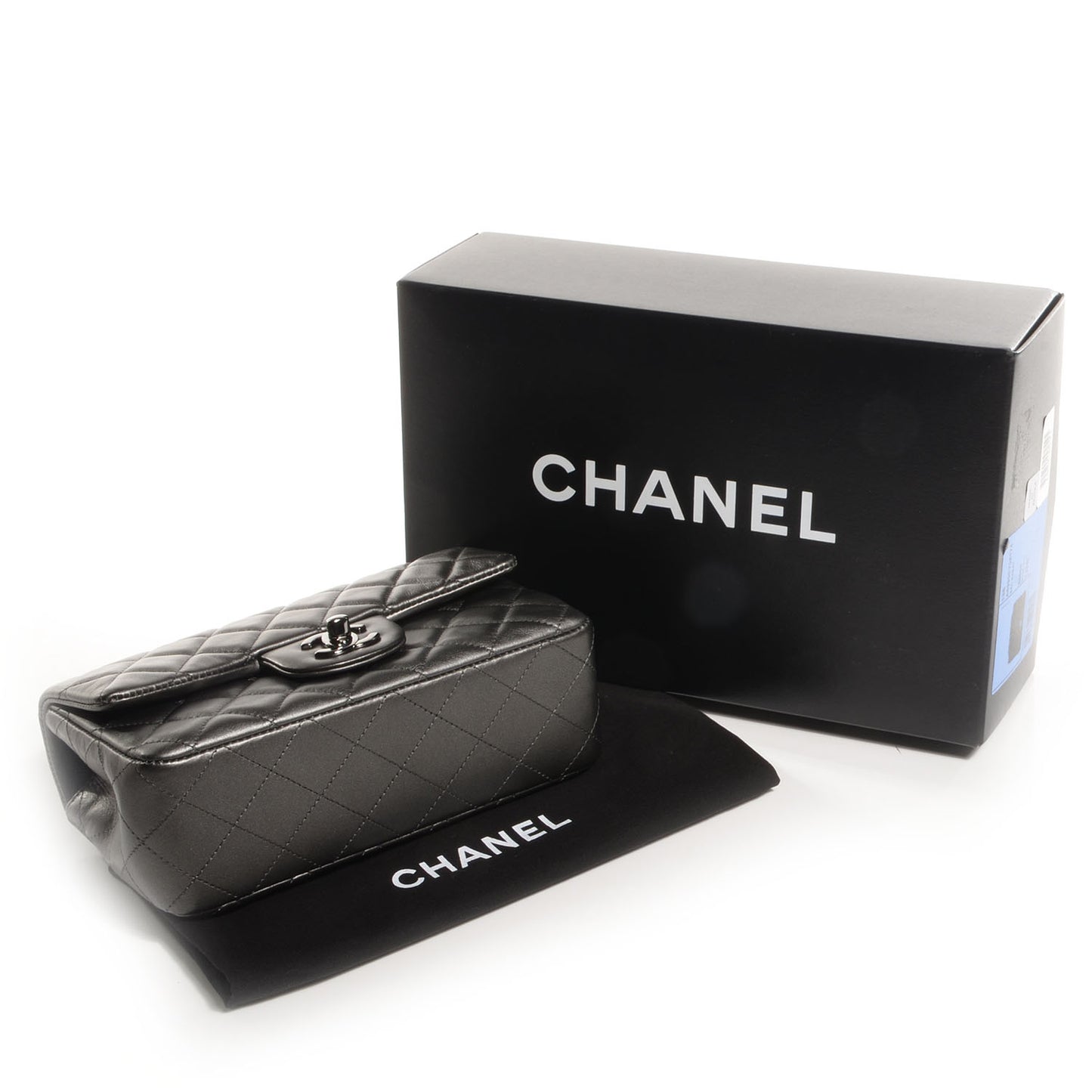 Lambskin Mini Rectangular Flap Anthracite