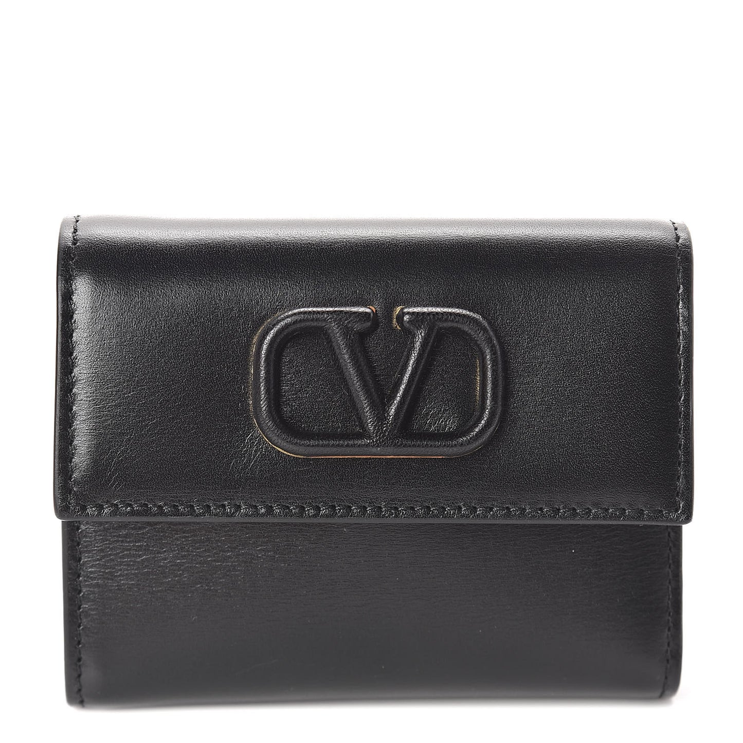 Calfskin VLogo Compact Wallet Black