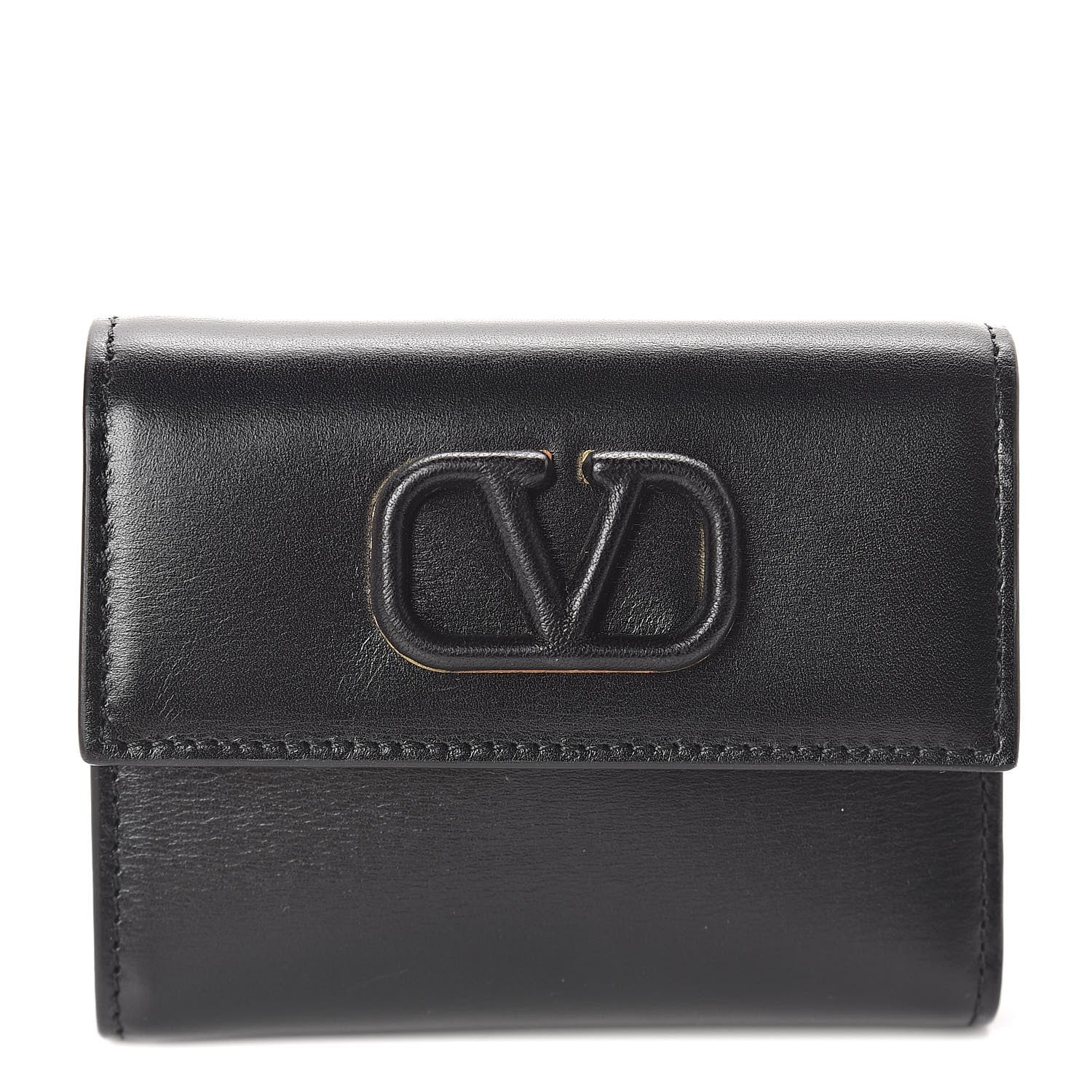 Valentino Garavani Calfskin VLogo Compact Wallet Black 1 of 7