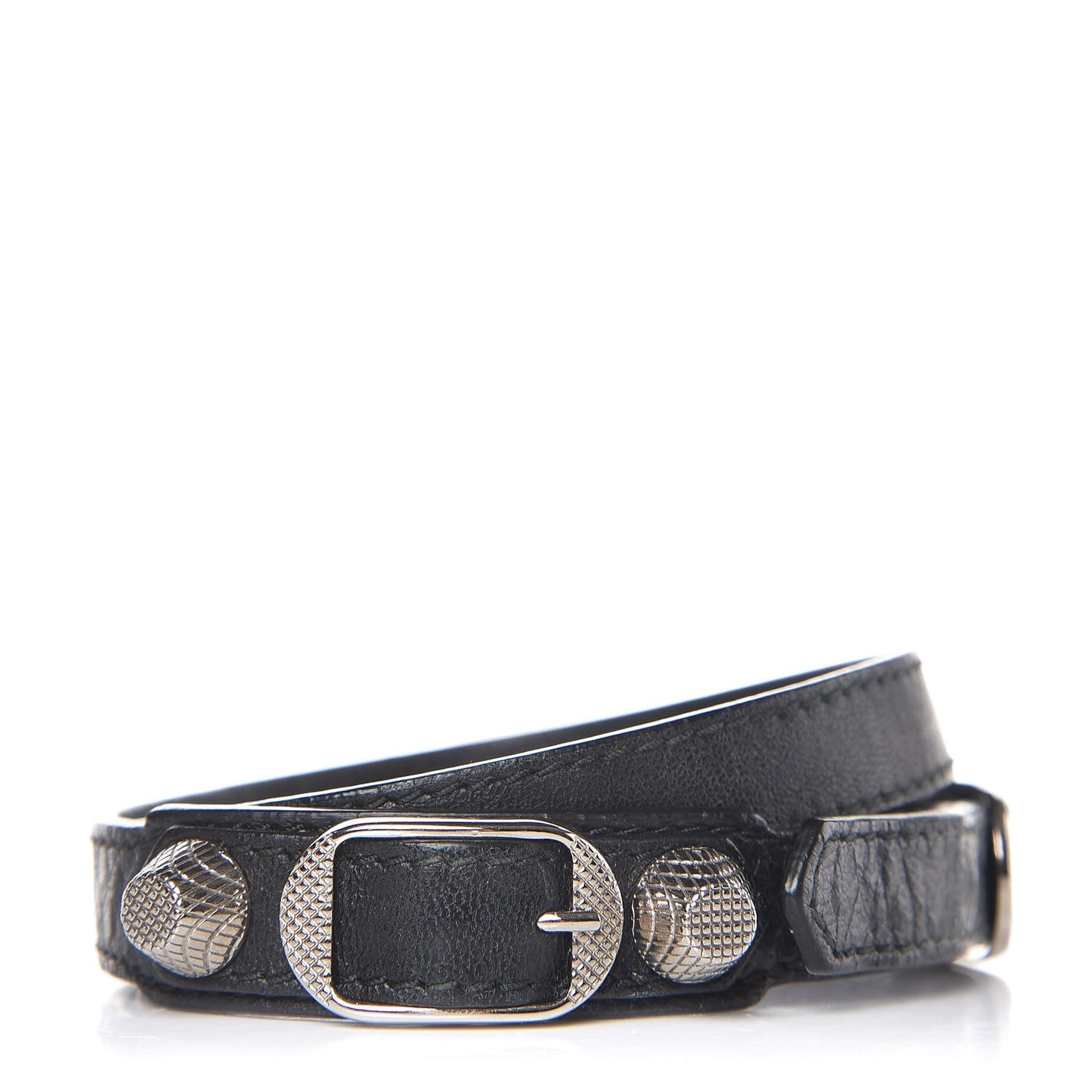 Agneau Giant Silver Hardware Triple Tour M Bracelet Black
