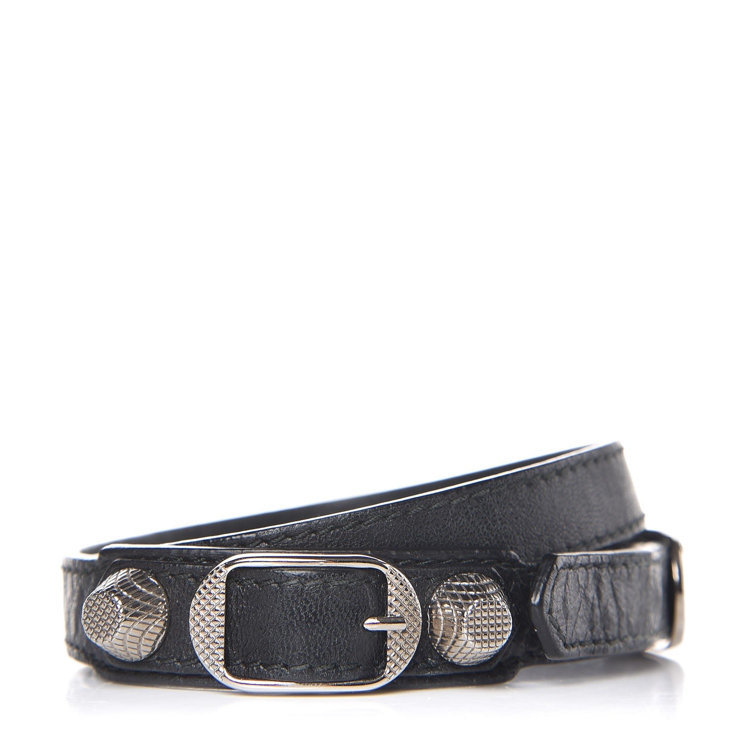 Balenciaga Agneau Giant Silver Hardware Triple Tour M Bracelet Black 1 of 6