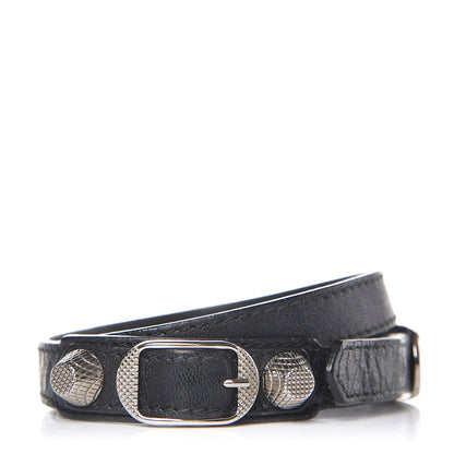 Balenciaga Agneau Giant Silver Hardware Triple Tour M Bracelet Black 1 of 6