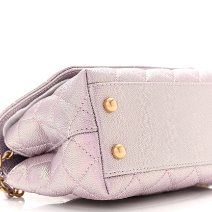 Chanel Metallic Caviar Quilted Extra Mini Coco Handle Flap Light Pink 9 of 11