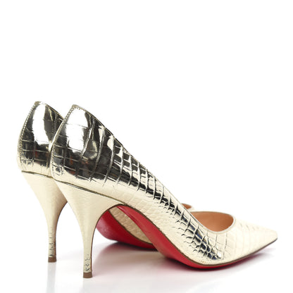 Christian Louboutin Metallo Cocco Clare 80 Pumps 39.5 Platine 4 of 8
