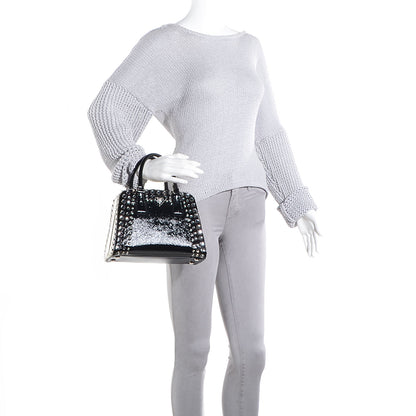 Prada Saffiano Vernice Small Crystal Pyramid Bag Black 2 of 10