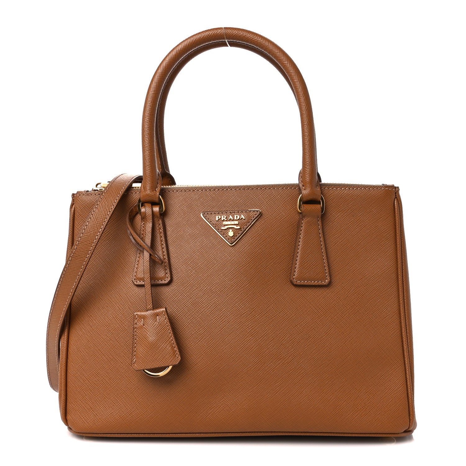 Prada Saffiano Small Galleria Double Zip Tote Caramel 1 of 10
