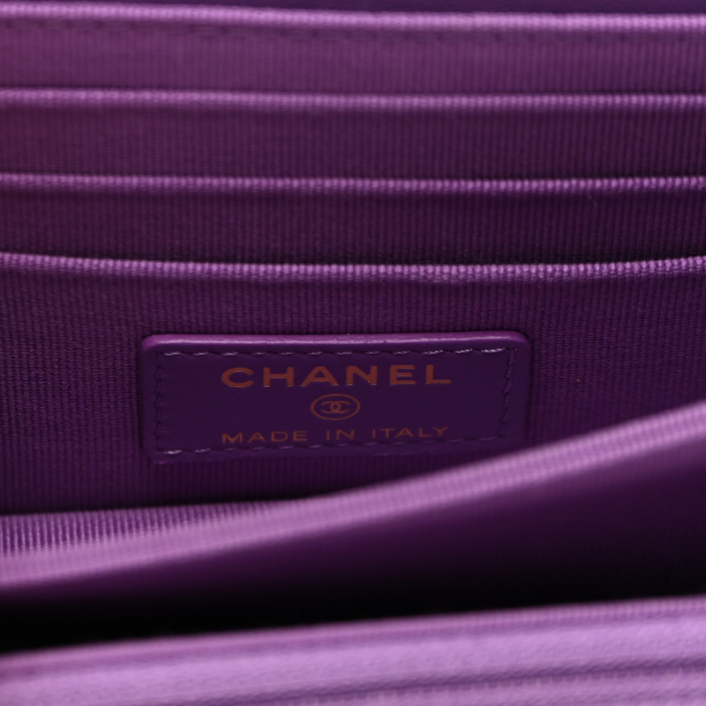 Lambskin Enamel Quilted Pending CC Clutch With Chain Purple Purple
