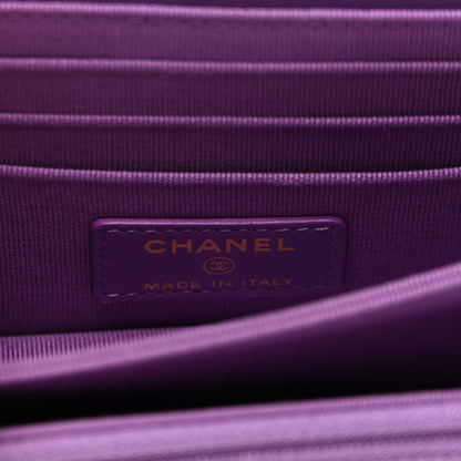 Chanel Lambskin Enamel Quilted Pending CC Clutch With Chain Purple Purple 6 of 11