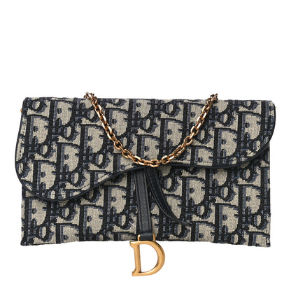 Christian Dior Oblique Saddle Chain Long Wallet Blue 3 of 17