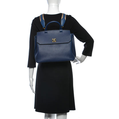 MCM Pebbled Calfskin Medium Milla Backpack Navy Blue 2 of 10