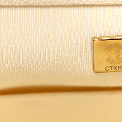 Chanel Caviar Quilted Small Trapezoid Chain Shopping Tote Ivory 7 of 10