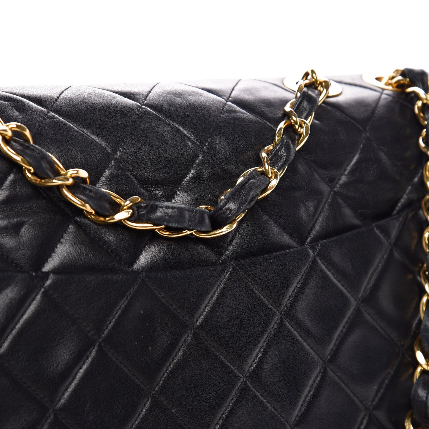 Lambskin Quilted XL Jumbo Single Flap Black