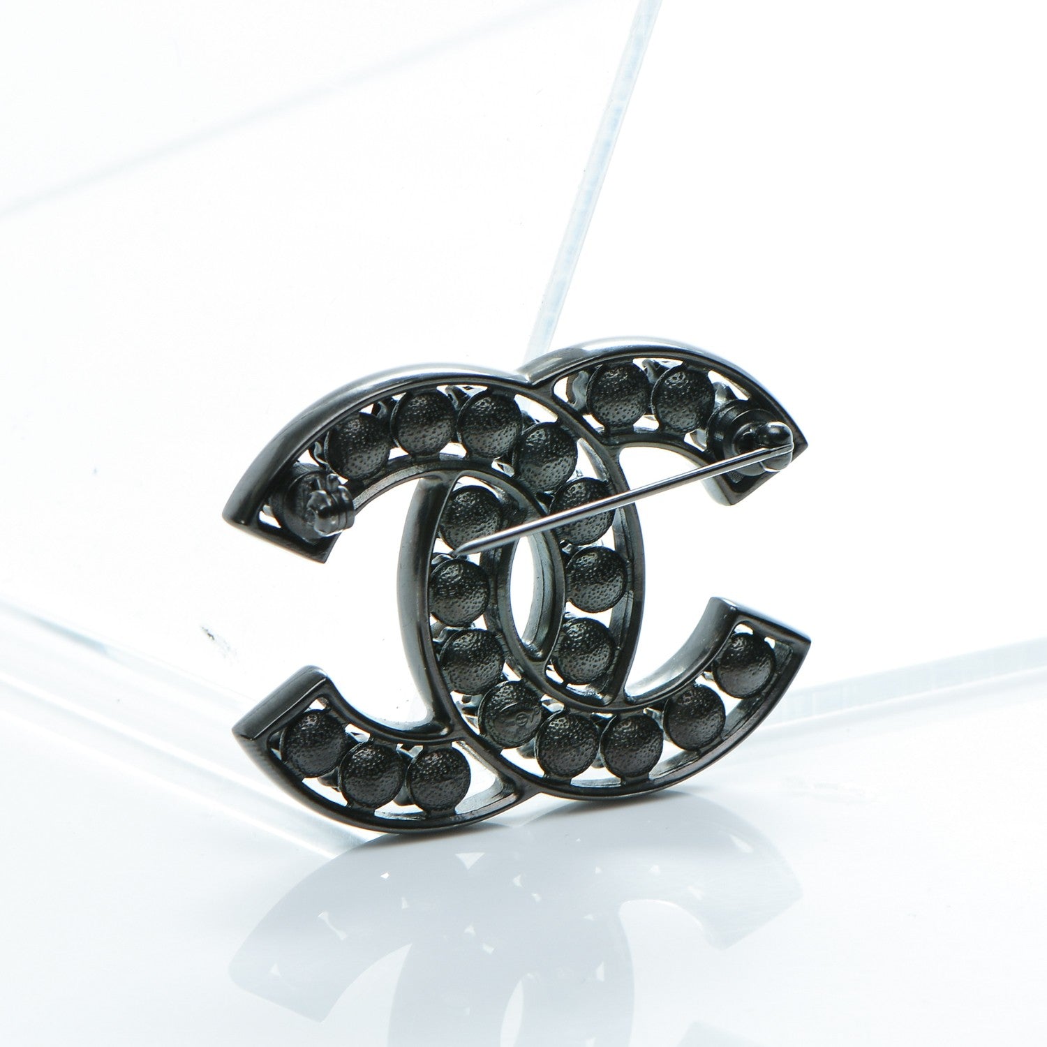 Chanel Crystal CC Brooch Black 3 of 4