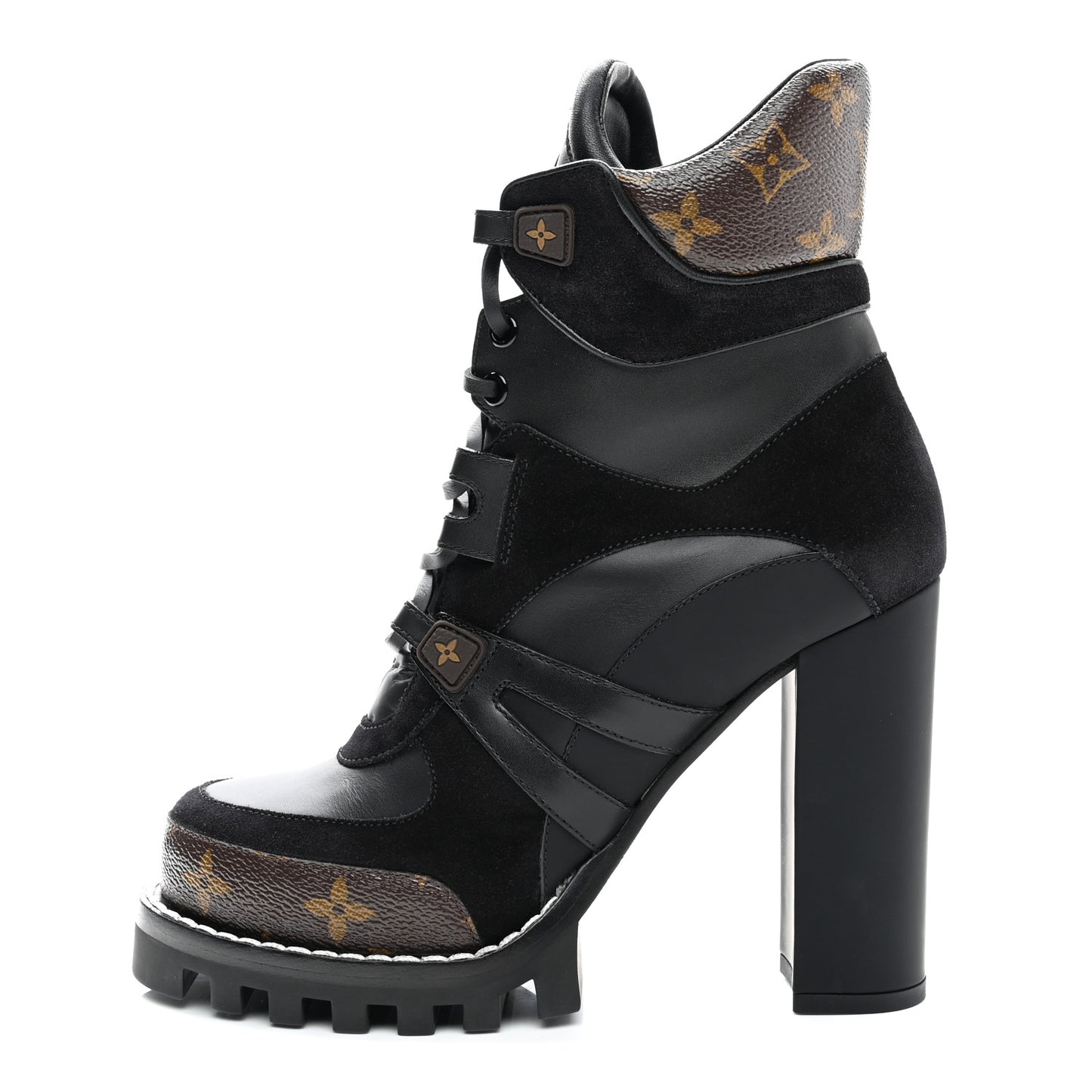 Suede Calfskin Monogram Star Trail Ankle Boots 39 Black