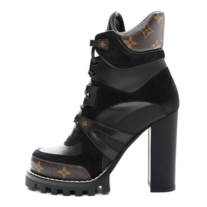 Louis Vuitton Suede Calfskin Monogram Star Trail Ankle Boots 39 Black 1 of 8