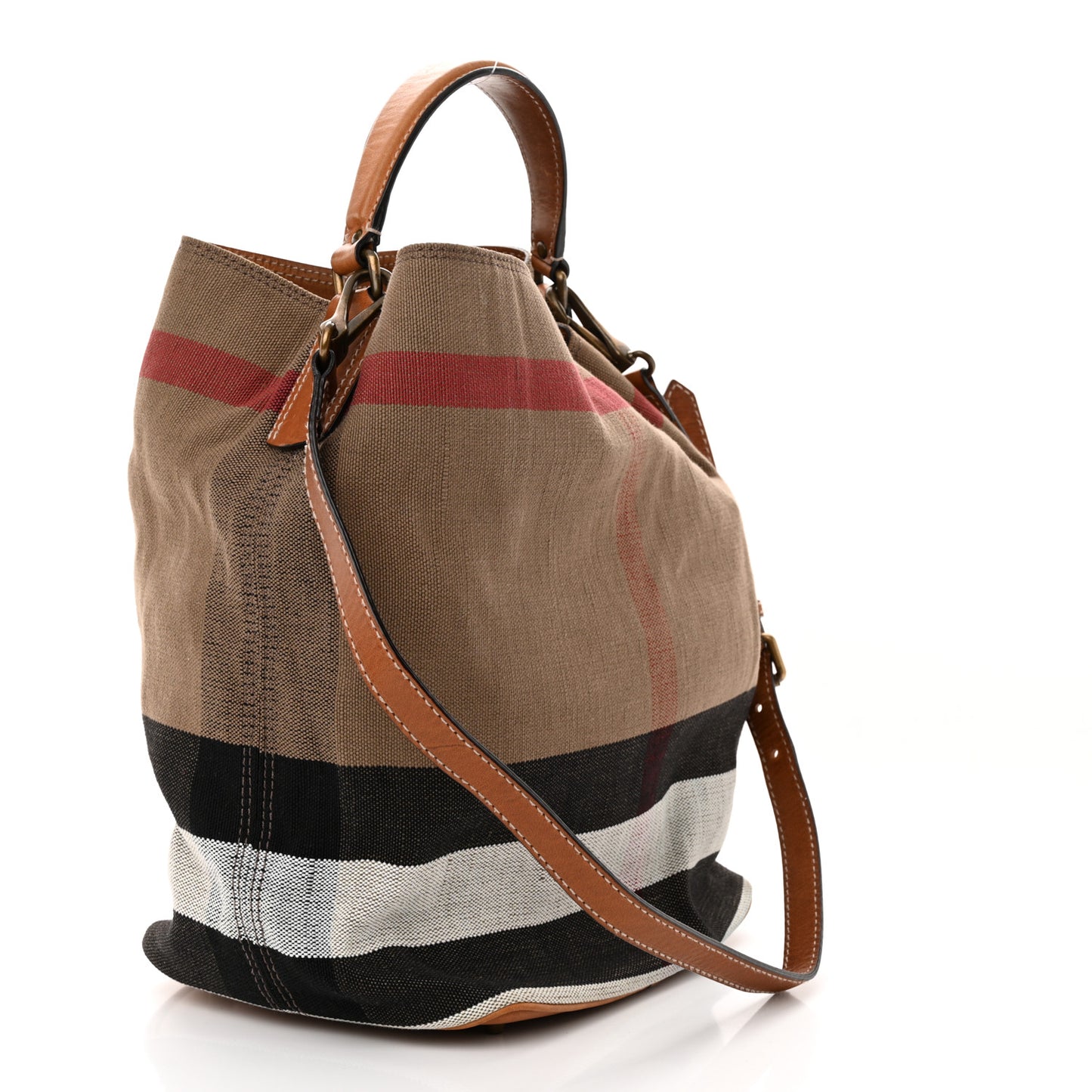 Canvas Mega Check Medium Ashby Hobo Saddle Brown