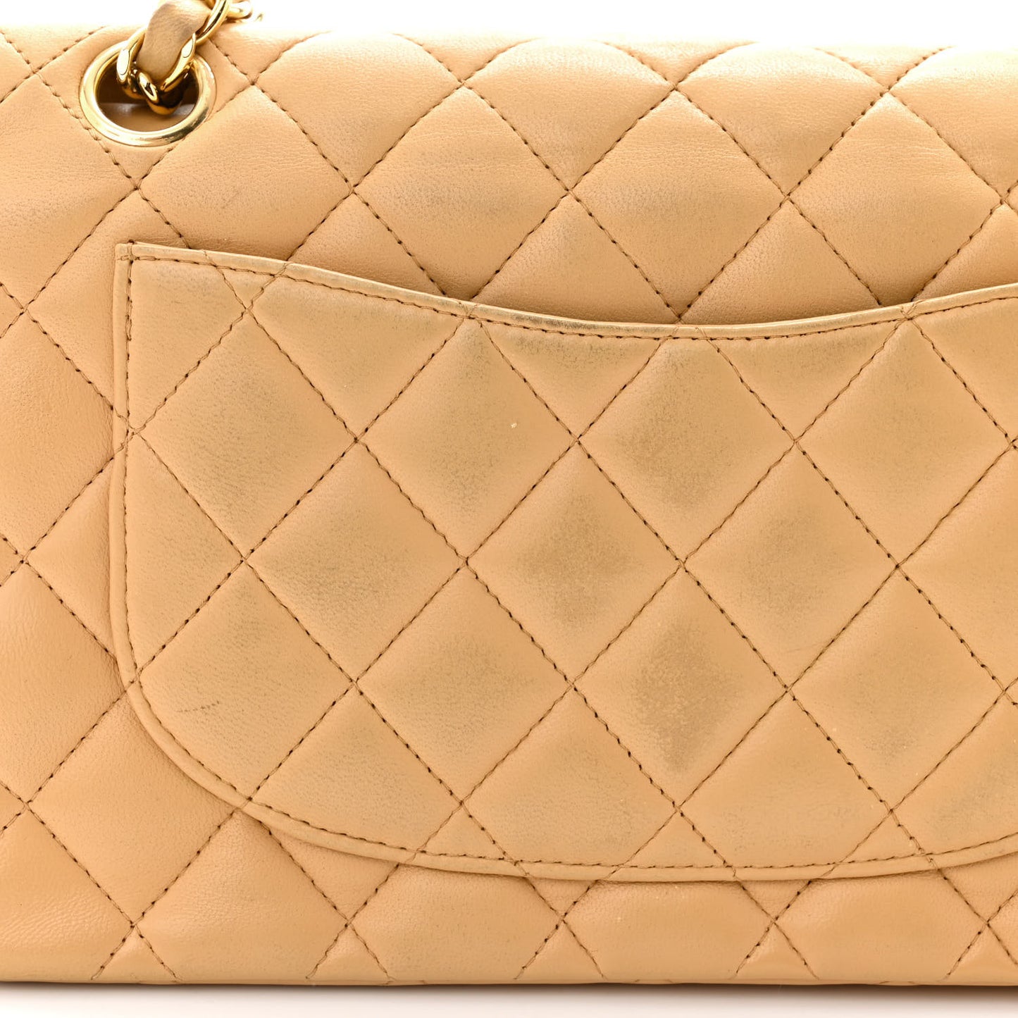 Lambskin Quilted Small Double Flap Beige