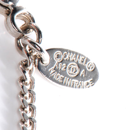 Chanel Crystal Studded Cube CC Necklace Silver 4 of 5