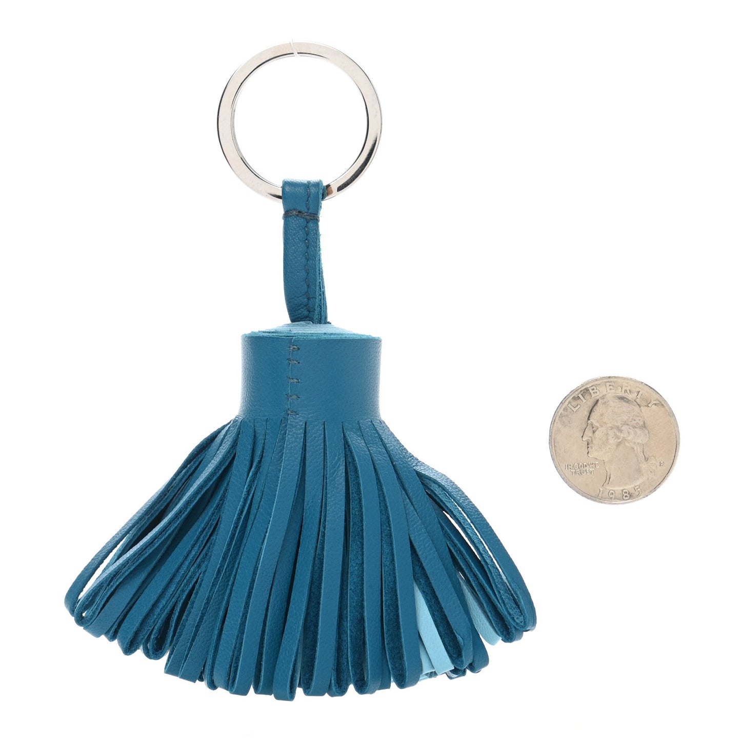 Lambskin Bi-Color Carmen Tassel Key Holder Bleu Izmir Celeste