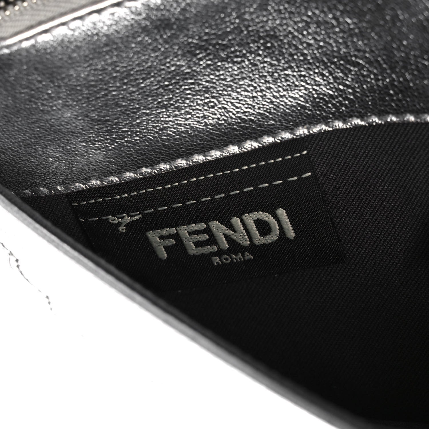 Fendi Metallic Vitello Hypnoteyes Scalloped Tube Wallet on Chain Silver 8 of 11