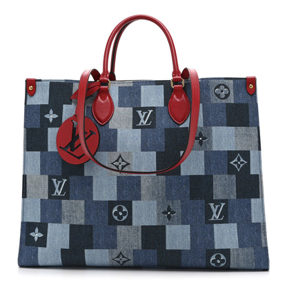 Louis Vuitton Denim Damier Monogram Onthego Blue Rouge 1 of 9