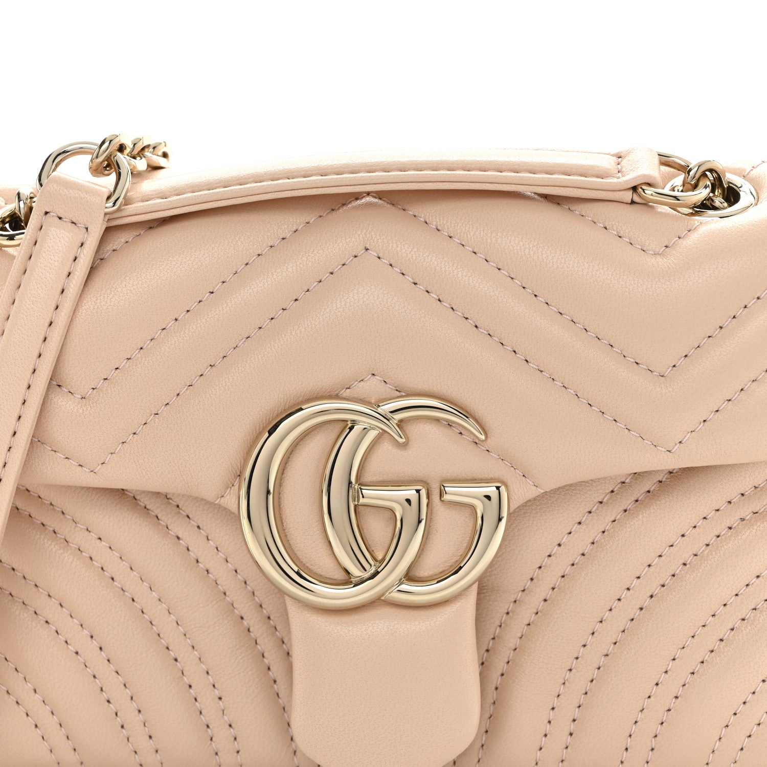 Gucci Lambskin Matelasse Small GG Marmont Shoulder Bag Pink Beige 8 of 10