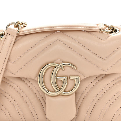 Gucci Lambskin Matelasse Small GG Marmont Shoulder Bag Pink Beige 8 of 10