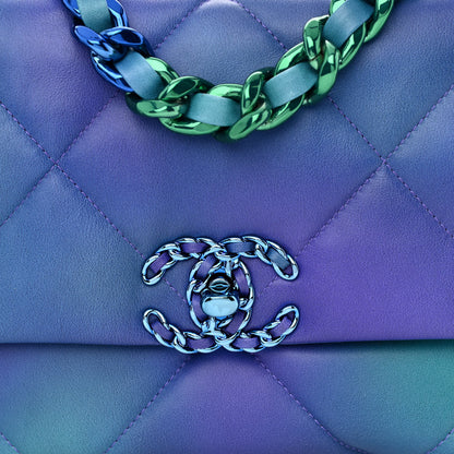 Chanel Tie Dye Calfskin Quilted Medium Chanel 19 Flap Blue Purple 8 of 10